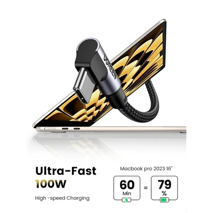 کابل تایپ سی به تایپ سی 100 واتی 1 متری یوگرین ugreen US334 70643 شارژر سریع و انتقال داده