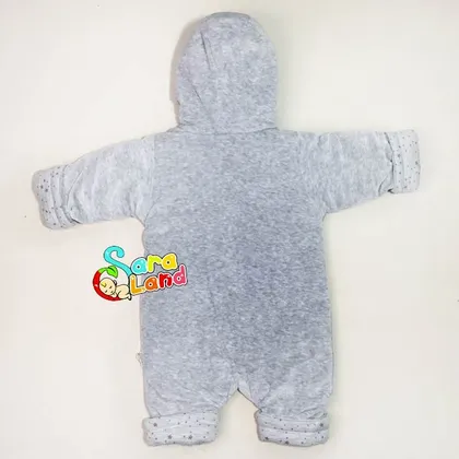 کاپشن سرهمی مخمل طرح دایناسور طوسی
