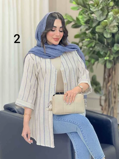 شومیز آستین پاکتی طرح دار