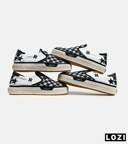 کفش اسنیکرزونس مشکی سفید Amiri Stars Text مدل 6000