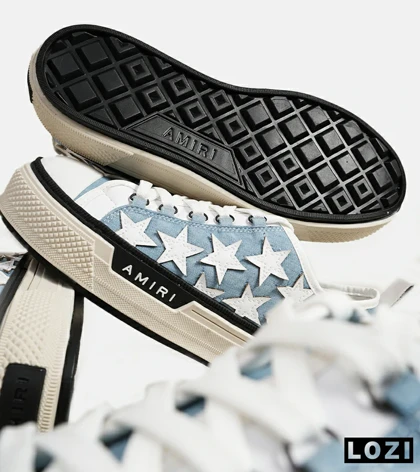 کفش اسنیکرزآبی سفید Amiri Stars مدل 6037