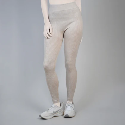 لگ سیملس ورزشی زنانه سنگشور کبریتی کمر هفتی مدل 4H0268 کرم