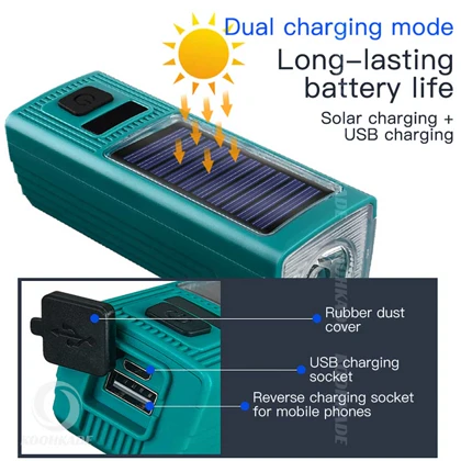 چراغ دوچرخه شارژی خورشیدی کد FY335