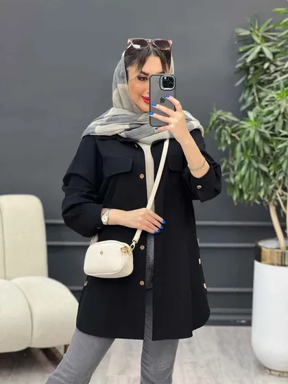 مانتو جیب نما بغل سه دکمه