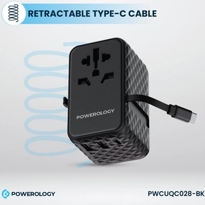 مبدل برق چندکاره 2500 وات و شارژر دیواری فست USB و تایپ‌سی 20 وات پاورولوژی PWCUQC028