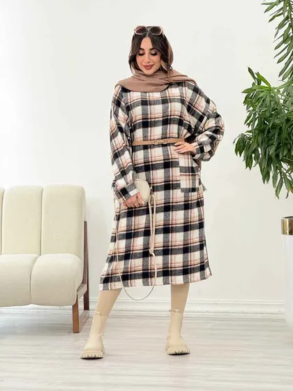 پیراهن چهارخونه تک جیب