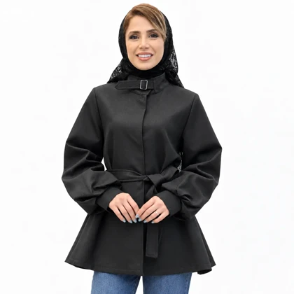 بارانی کوتاه کمربندی زنانه مدل آدرین