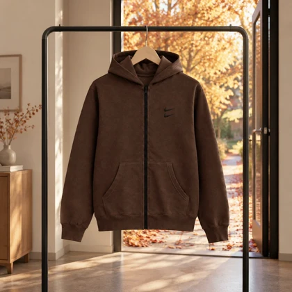 سویشرت دورس کلاهدار مردانه نایکی مدل Double Nike-قهوه ای