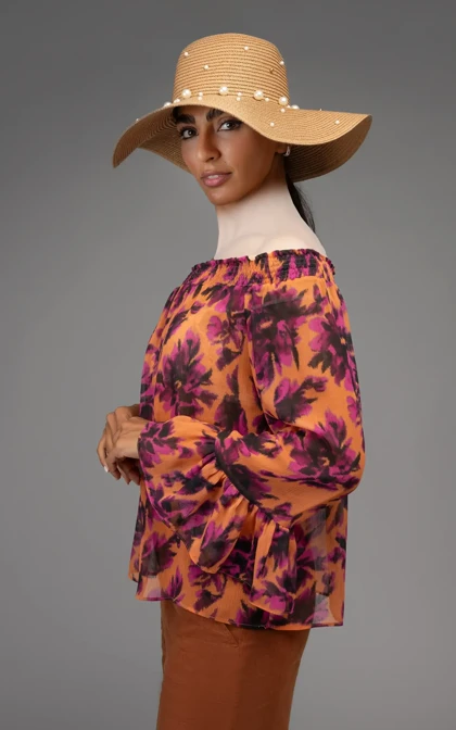 بلوز گل‌دار زنانه مجلسی NEVADO