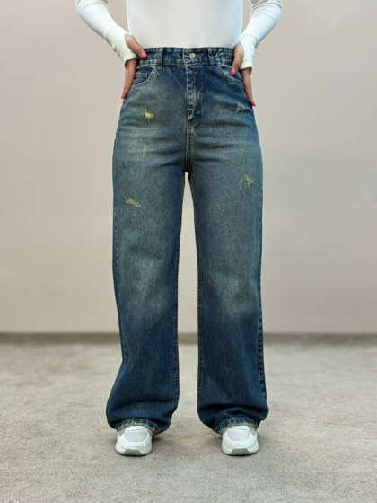 شلوار جین بگ آبی فشن 6114