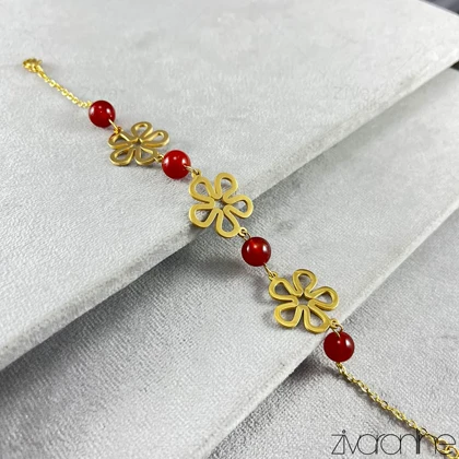 دستبند زنانه طرح عقیق و گل 40176