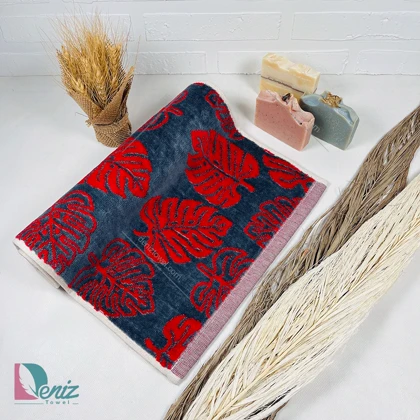 حوله دستی طرح هاوایی رنگ زرشکی