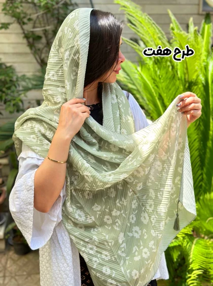 شال پلیسه سبز تابستانه 3905