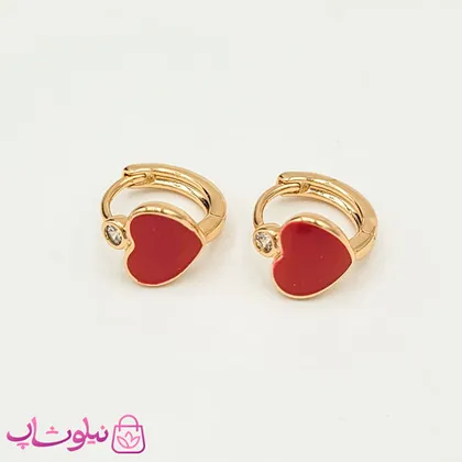 گوشواره حلقه‌ای ژوپینگ مدل قلب قرمز