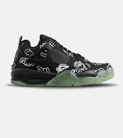 کفش کتانی ساق‌دار مردانه مشکی سبز Jordan 4 x Kaws