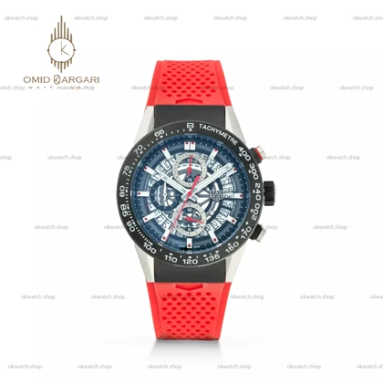 ساعت مچی تگ هویر کورنوگراف اسکلتون بند رابر قرمز Tag Heuer