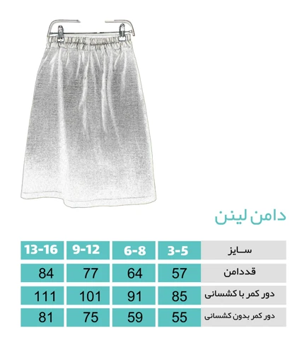 دامن لینن سبزآبی