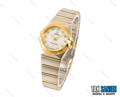 ساعت امگا کانسلیشن زنانه دورنگ طلایی نگینی Omega-1498-L