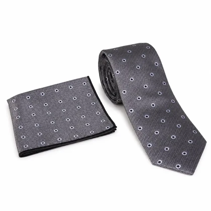 ست کراوات و پوشت لاکچری طوسی te16