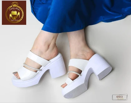 صندل و روفرشی مجلسی نگینی طبی زنانه پاشنه‌دار 610-3