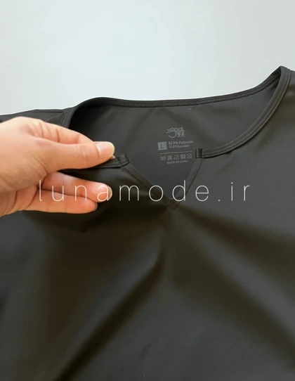 تیشرت یقه هفت آستین بلند بغل چین‌دار زنانه