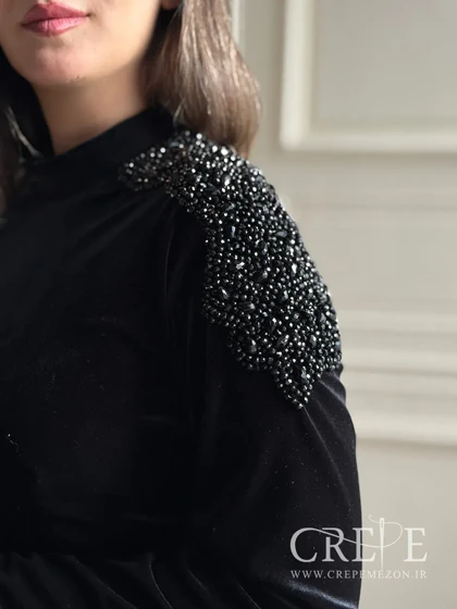 پیراهن مخمل سنگدوزی شالدار