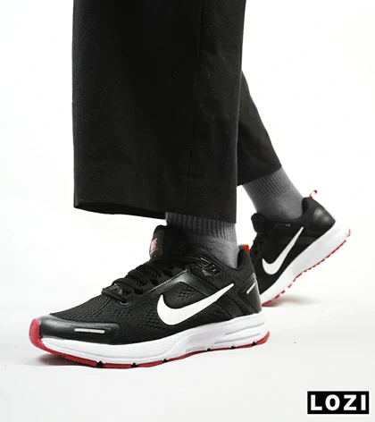 کفش کتانی مردانه مشکی سفید قرمز 24 NIKE zoom structure