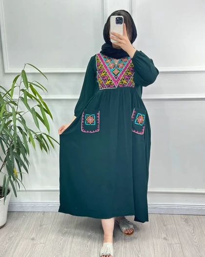 ماکسی نخی گلدوزی دوجیب 4122
