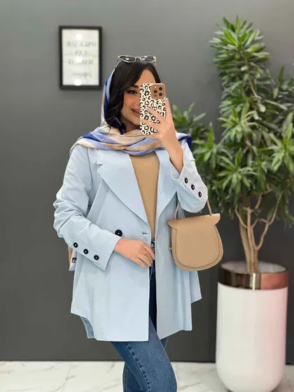 مانتو لینن دودکمه مدل آیریس