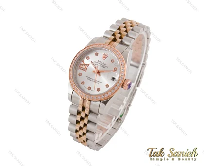 ساعت رولکس دیت جاست زنانه دورنگین Rolex-3721-L