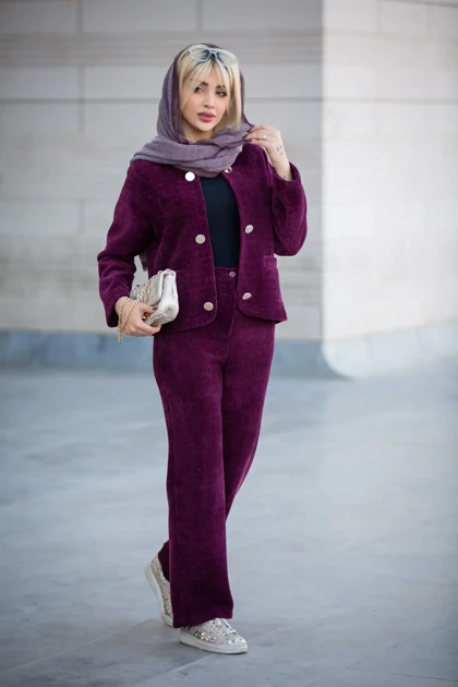 جکت زنانه دکمه نما آستردار