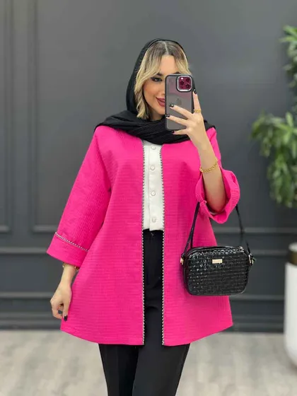 مانتو جلو باز مروارید دوزی