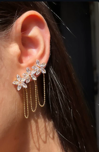 گوشواره سه گل آویزدار