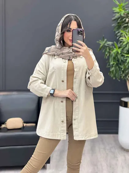 مانتو جین رنگی دو جیب
