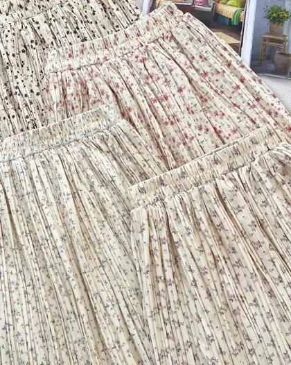 دامن مخمل پلیسه گل ریز کد 5274