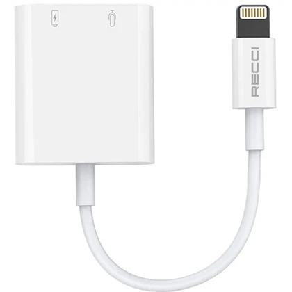 تبدیل آیفون رسی Recci مدل RDS-A10 لایتنینگ به aux و لایتنینگ