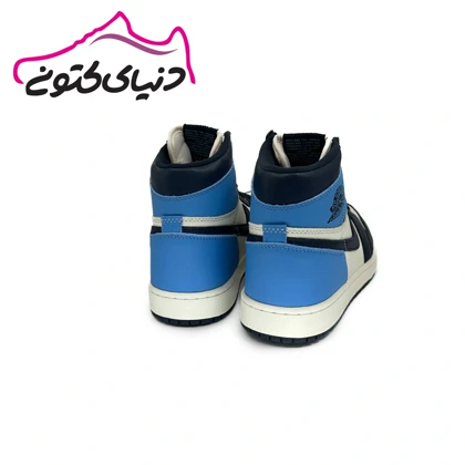 کتانی جردن 1 ساق‌دار سفید آبی اورجینال