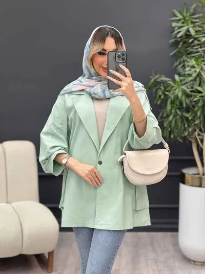 مانتو جیب پاکتی پشت دکمه