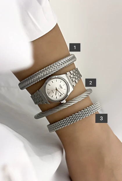 بنگل دستبند زنانه سیلور حصیری و گره817