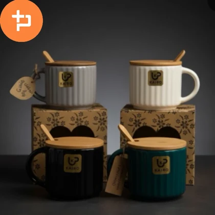 ماگ سرامیکی درب چوبی در چهار رنگ