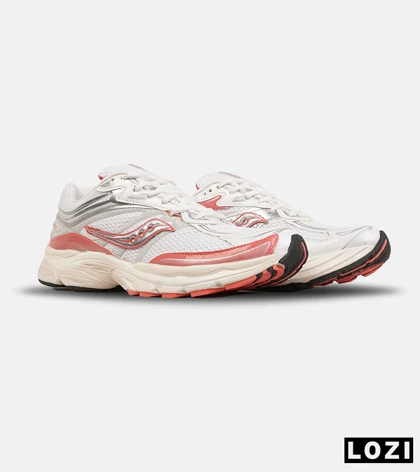 کفش کتانی مردانه و زنانه سفید نارنجی Saucony pro grid omni 9 مدل 8642