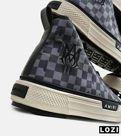 کفش اسنیکرزساق‌دار مشکی خاکستری Amiri Checkered مدل 5982
