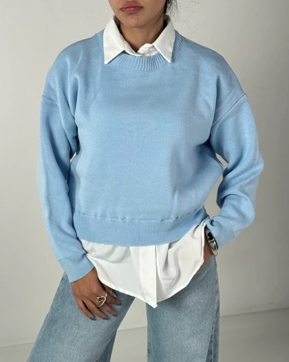 بلوز بافت یقه شومیزی کد 150091