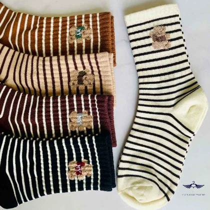 جوراب طرح رینگی گلدوزی تدی برند شایسته