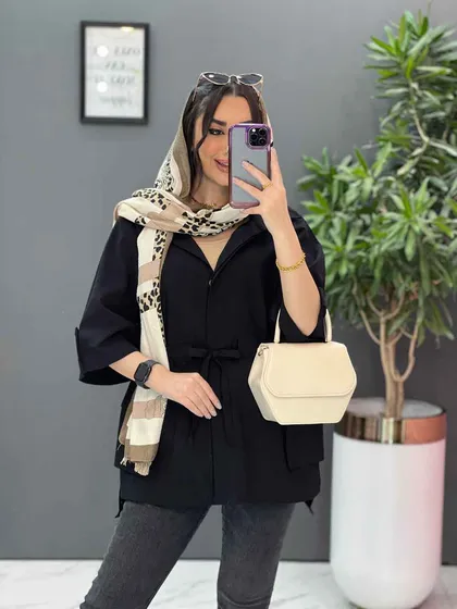 مانتو کمرگت دکمه مخفی