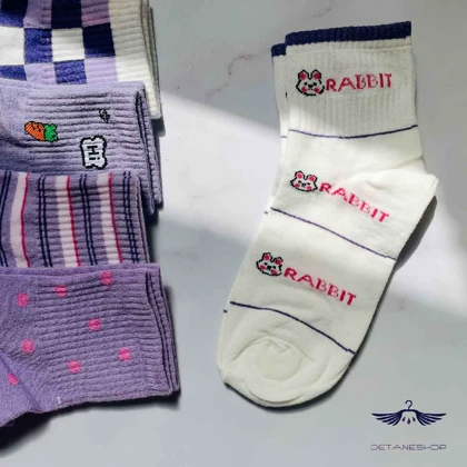جوراب ساق‌دار طرح rabbitبنفش گلپارز