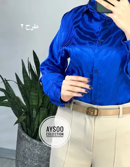 شومیز ساتن طرحدار نیلا