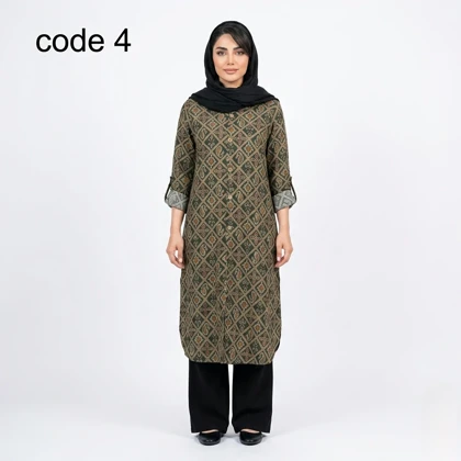 مانتو بلند ژاکارد طلا کوب مدل مینا علیدسا