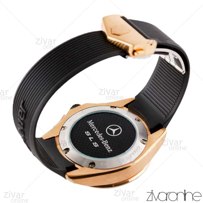 ساعت تگ هویر مرسدس بنز مردانه قاب رزگلد بند رابر مشکی 102458