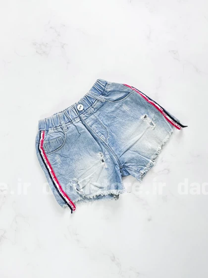 شورتک کوتاه جین کنار خط‌دار